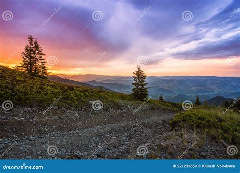 Spectacular Mountains Scenery Stunning Summer Dawn Landscape Hills Of