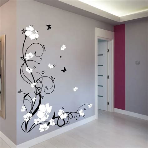 J3 Large Butterfly Vine Flower Vinyl Removable Wall Stickers Tree Wall