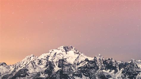 Wallpaper Mountain Snow Starry Sky Peak Night Hd Picture Image