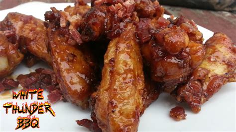 Maple Bacon Chicken Wings Hickory Smoked Wings White Thunder Bbq