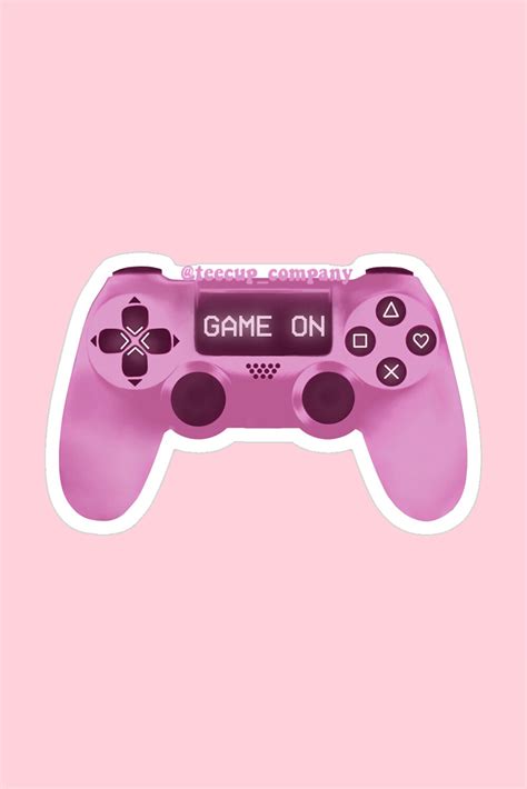 Gaming aesthetic fan art wrap. 'Pink Controller - Game On' Sticker by TeeCupCompany in ...