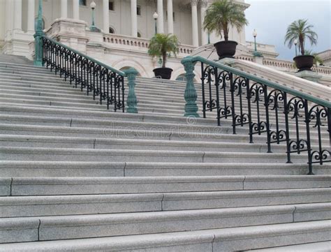 Architecture Steps And Banister Leading To Us Capitol Building In