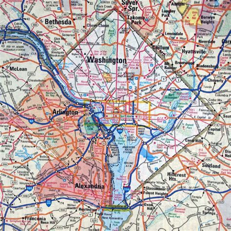 Washington Dc Area Roads And Highways Map Roads And Highways Map Of