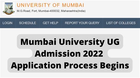 Mumbai University Admission 2022 Application Process Begins For Ug