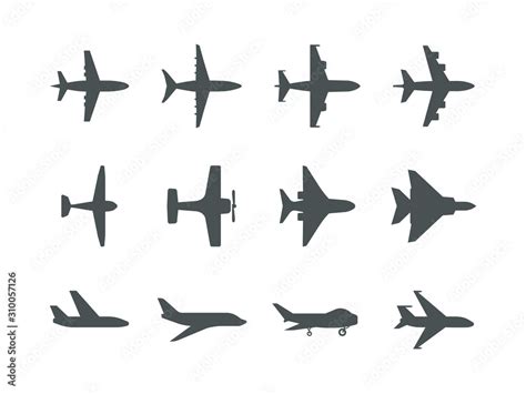 Vetor Do Stock Planes Symbols Aircraft Silhouettes Jet Aviation