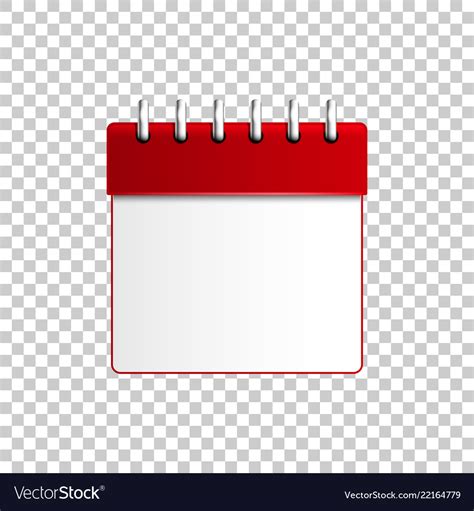 Realistic Calendar Red On Transparent Background Vector Image