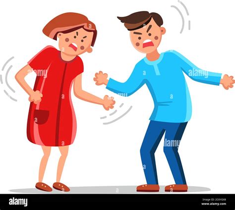 Angry Couple Arguing Shouting And Blaming Vector Stock Vector Image