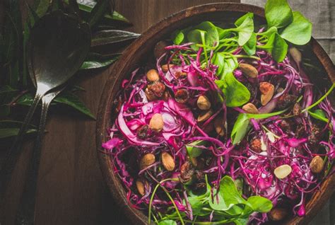 Biologische Rode Koolsalade Met Winterpostelein