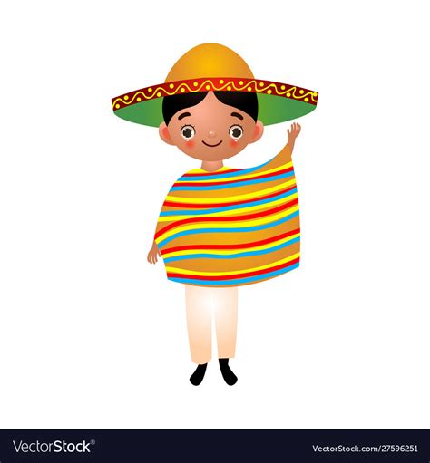 Mexican Boy In Traditional Ethnic Clothes Vector Image