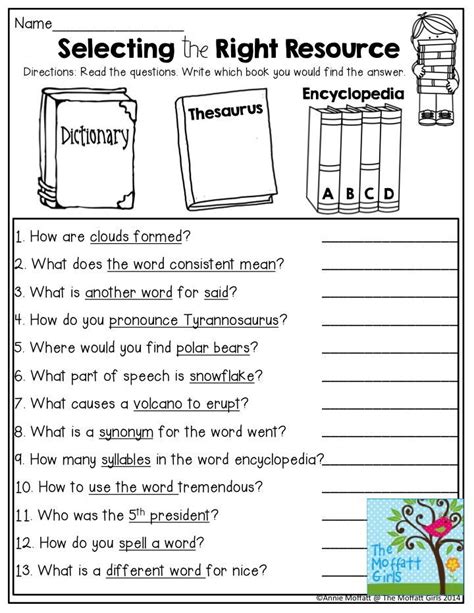 Our fifth grade worksheets download for spelling has two parts. Selecting the Right Resource- Read the questions and write ...
