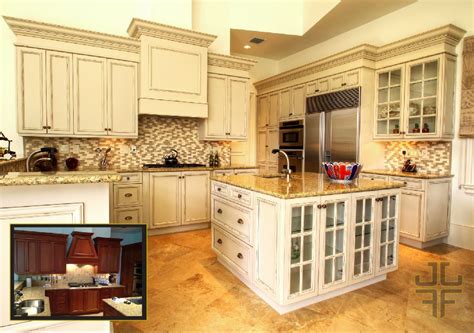 Before And After Painted Kitchen With Distressing And Glazing From