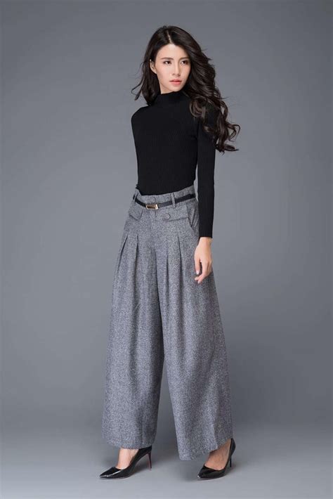 Wide Leg pants wool pants palazzo pants in Gray Maxi wool | Etsy | Pants for women, Wool pants 
