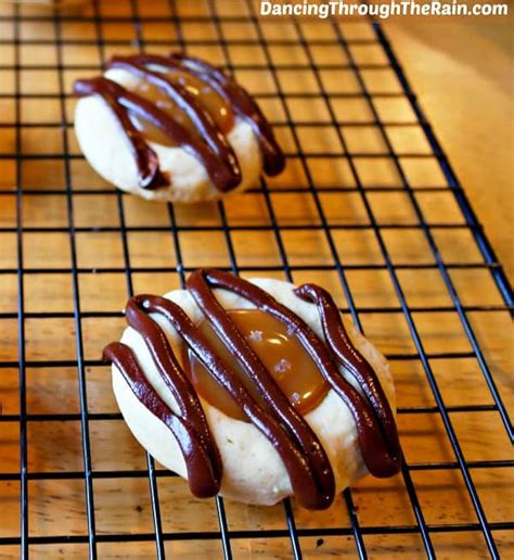 Chocolate Salted Caramel Thumbprint Cookies Dancing Through The Rain
