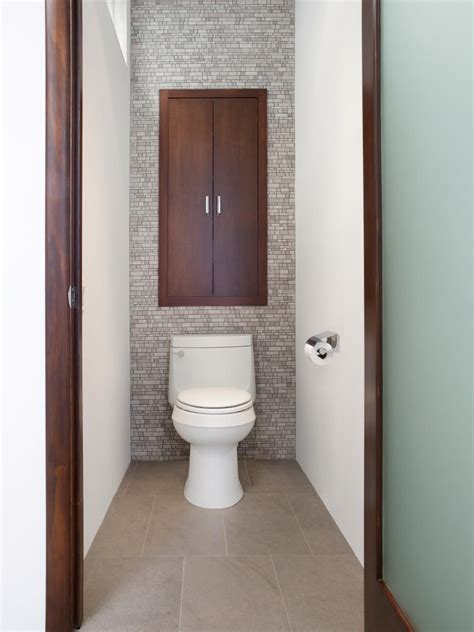 Contemporary Toilet Room With Tile Accent Wall