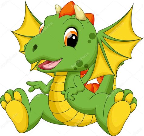 Caricatura Lindo Bebé Dragón — Vector De Stock © Irwanjos2 68518799