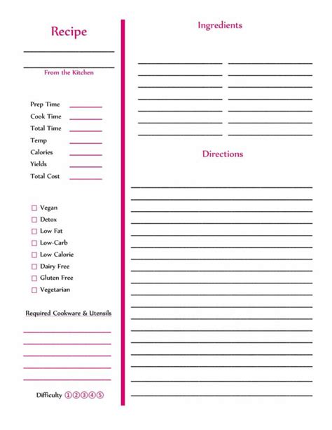 Perfect Cookbook Templates Recipe Book Recipe Cards For Blank Table Of Contents Template