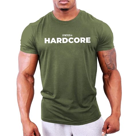 buy gymtier hardcore bodybuilding t shirt men s gym t shirt training clothing green at