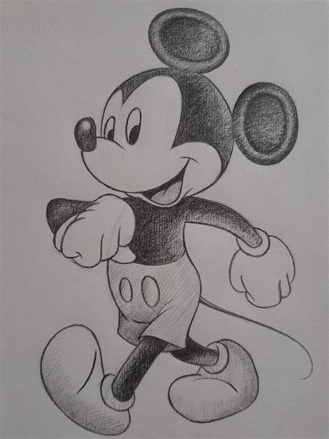 Mickey Mouse Pencil Sketch Disney Easy Cartoon Drawings Cool Pencil