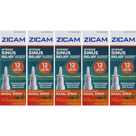 5 Pack Zicam Intense Sinus Relief Liquid Nasal Gel 050oz Each Ebay