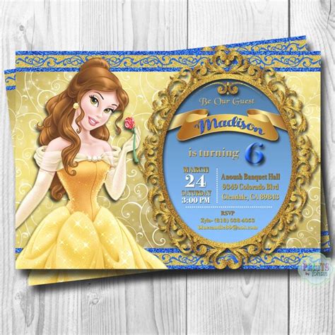 Princess Belle Invitation Beauty And The Beast Invitations