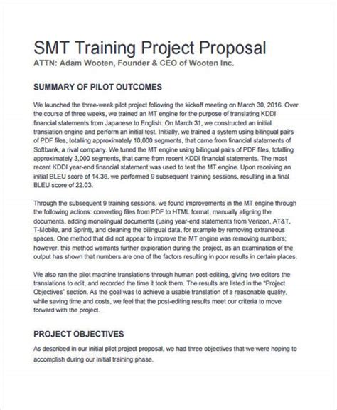 7 Training Project Proposal Templates Pdf Word Free And Premium