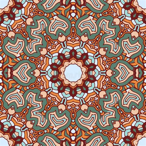Mandala Texture In Bright Colors Seamless Pattern On Indian Style