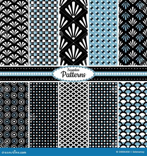 Collection Of Seamless Pattern Backgrounds Stock Vector Illustration