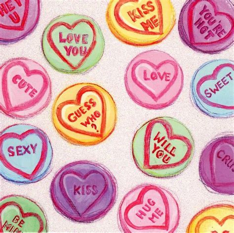 Love Hearts Sweets Art Valentines Card In 2020 Love Heart Sweets