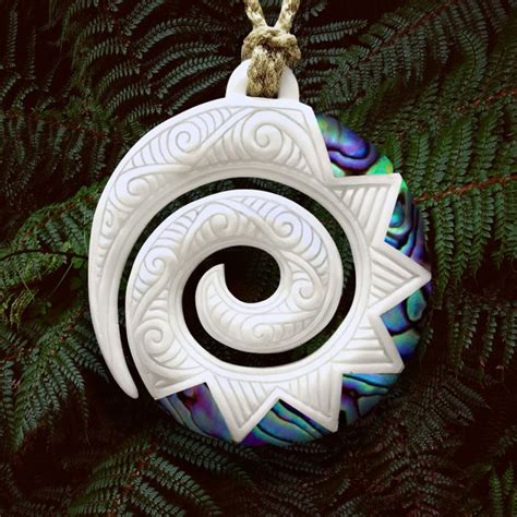 Maori Spiral Necklace New Zealand Koru Bone Carving Pendant Etsy