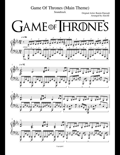 Qualite incomparable en matière de partitions sur ipad et magasin de musique réunis en une seule application. Game Of Thrones - Main Theme - Piano Arrangement sheet ...