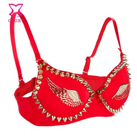 Buy Dropship Products Of Gold Wings Rivet Stud Red Cotton Bra Push Up Bras For Women Underwear