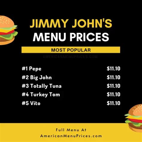 Jimmy Johns Menu And Prices In Usa 2023 American Menu Prices