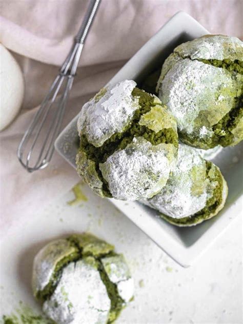 Soft And Fudgy Matcha Crinkle Cookies Catherine Zhang