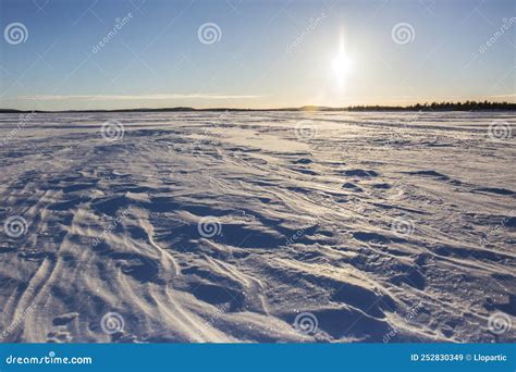 Winter In Inari Lake Lapland Finland Stock Image Image Of Cloudy