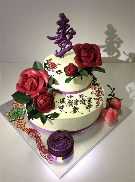 Order personalized champagne glasses with your names and wedding date. Chinese Style Birthday Cake With Camellias - CakeCentral.com