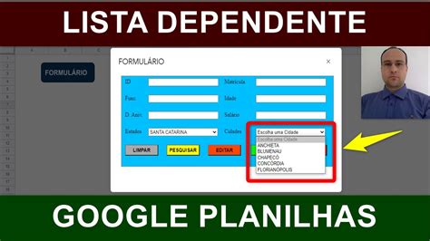Carregar Lista Suspensa Dependente Em Formul Rio De Planilha Google Youtube