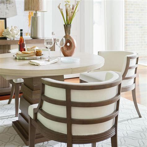 Vivian Modern Classic White Top Brown Wood Round Extendable Dining