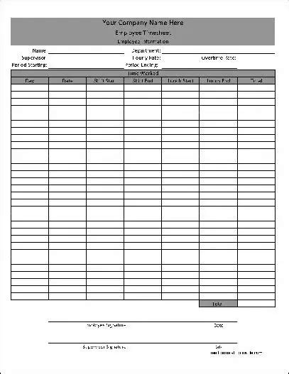 Free Simple Personalized Thirty Day Time Sheet From Formville