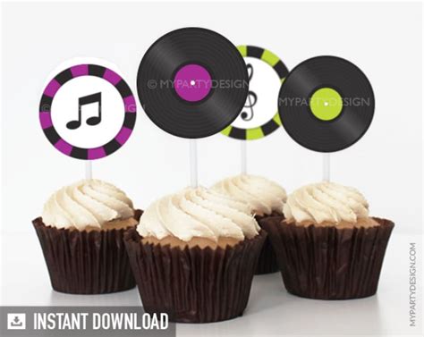 Music Cupcake Toppers Music Party Printables Birthday Etsy