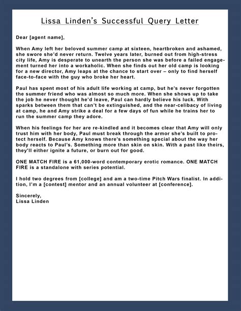 Your name address home phone email: Lissa Linden's Successful Query Letter | Maddison Michaels ...