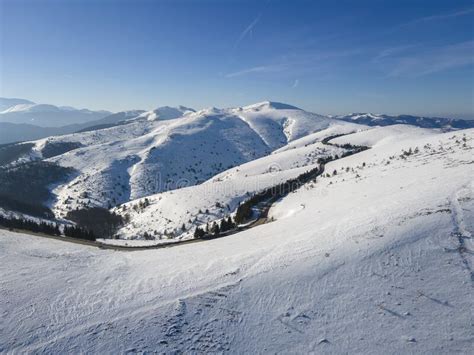 Aerial Winter View Of Balkan Mountains Around Beklemeto Pass Bulgaria