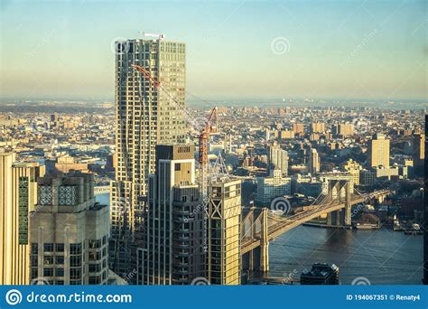 Skyline View Of Skyscrapers Of Downtown Manhattan Brooklyn And