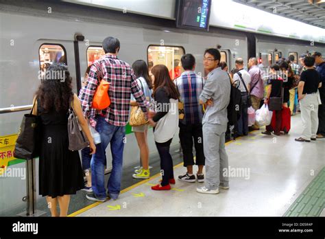 Shanghai China Chinese Huangpu District East Nanjing Road Metro Station Subway Train Train Green