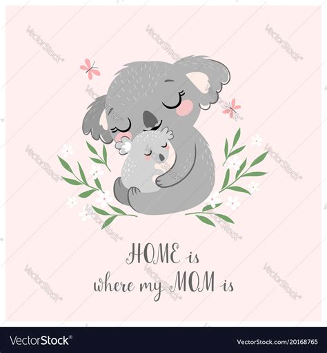 Cute Koala Mom And Baby Royalty Free Vector Image