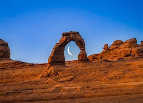 Delicate Moon Crescent Arch Arches National Park Delicate Arch
