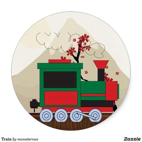 Train Classic Round Sticker Train Locomotive Engine Railroad