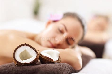 Two Beautiful Women Getting Massage In Spa Stock Image Image Of Skincare Serene 91206689