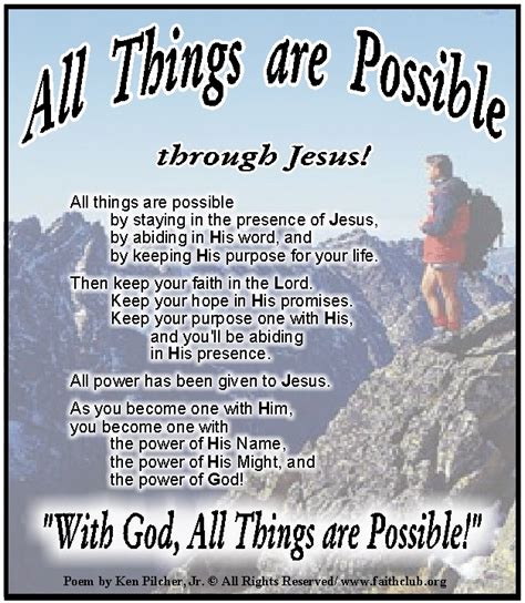 Poems About All Things Are Possible Through Jesus Blessings And