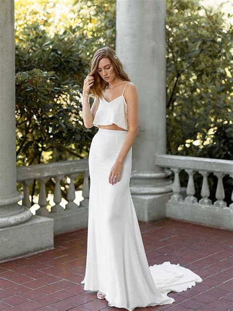 Simple Modern Crepe Bridal Separates Ivory Fitted Wedding Etsy