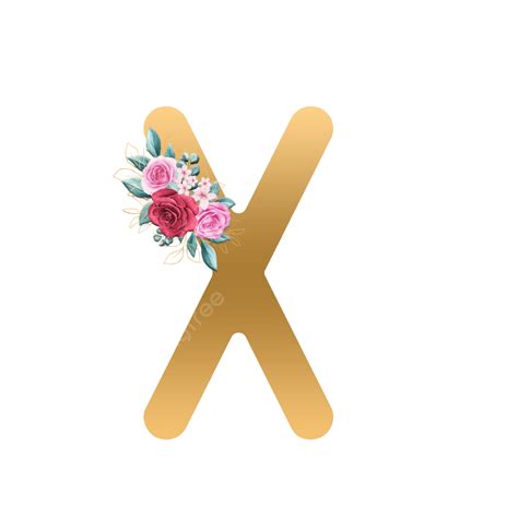Letra X Con Gradiente De Oro Y Flor Png Inglés Alfabetos Dorado Png